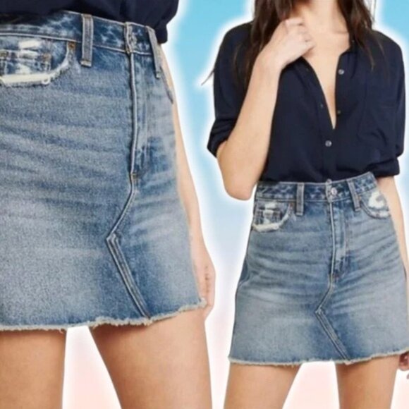 ABERCROMBIE & FITCH Zoe Natural Rise Vintage A-Line Denim Skirt Sz 00 - Picture 1 of 4